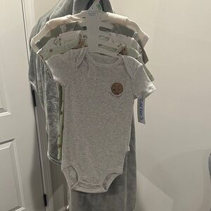 Carter's Gray and Green Baby Onesie Set